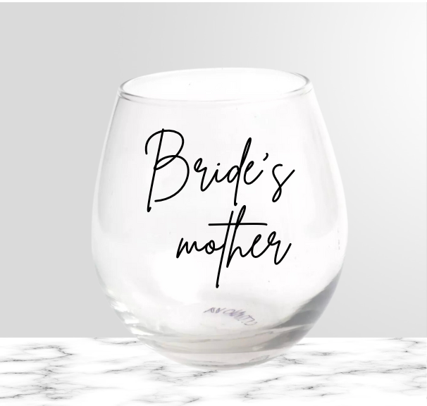 Bridal party stemless wine glass