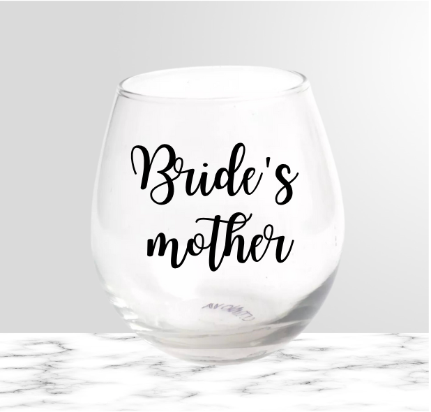 Bridal party stemless wine glass