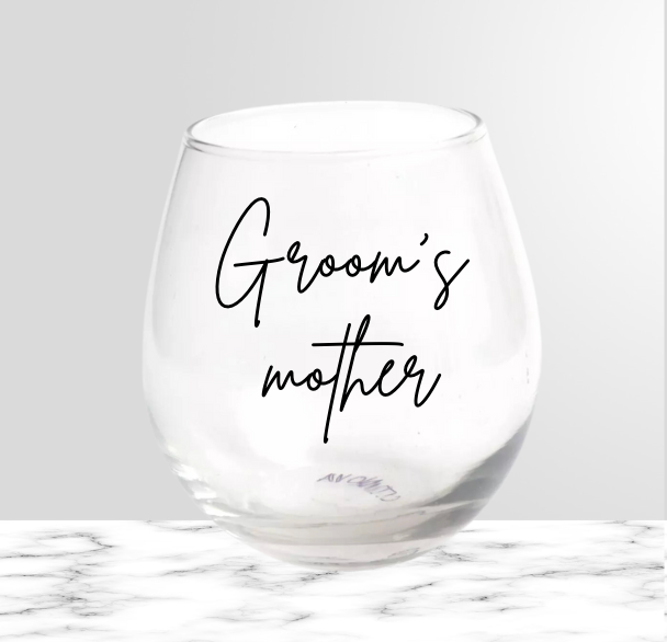 Bridal party stemless wine glass